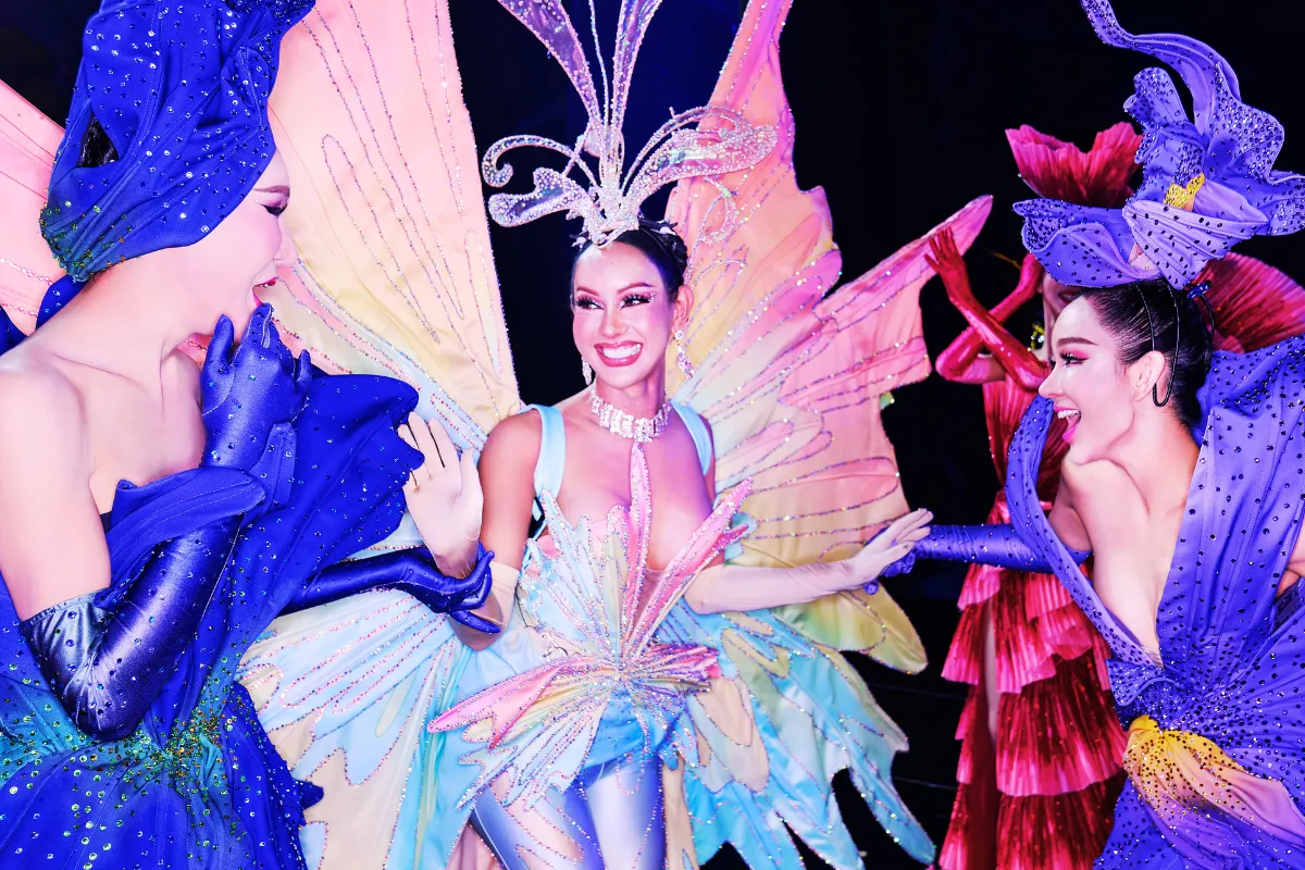 Beautiful and glamorous costumes of the cabaret performers in Pattaya.