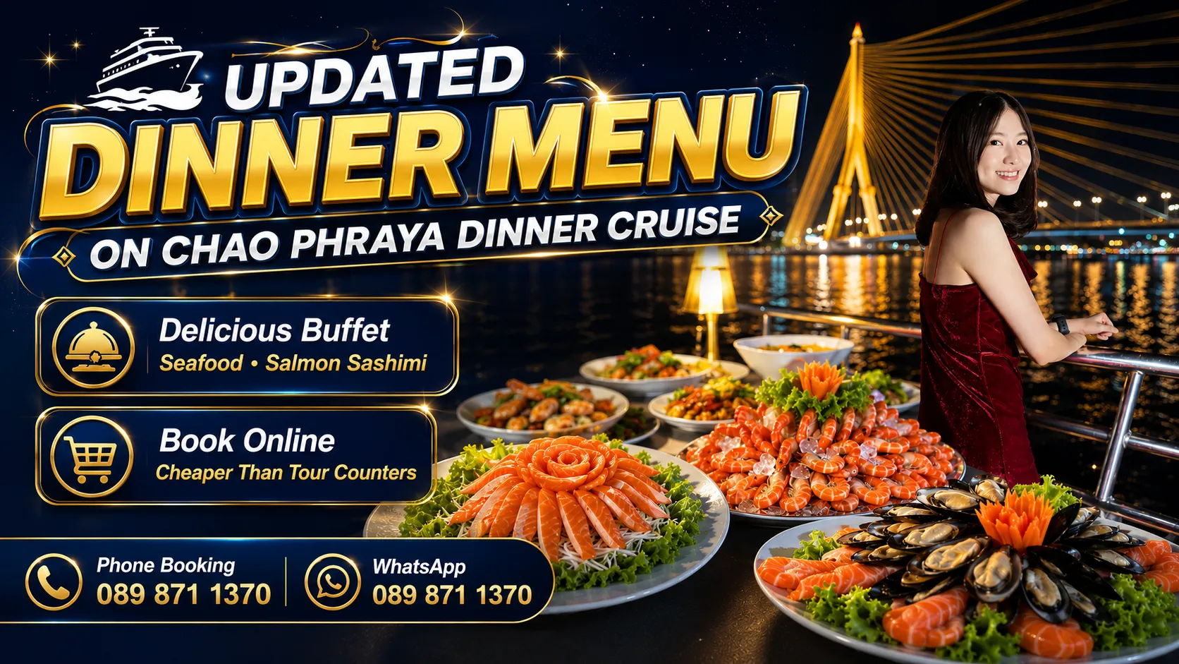 Chao Phraya Dinner Cruise menu and discount tickets