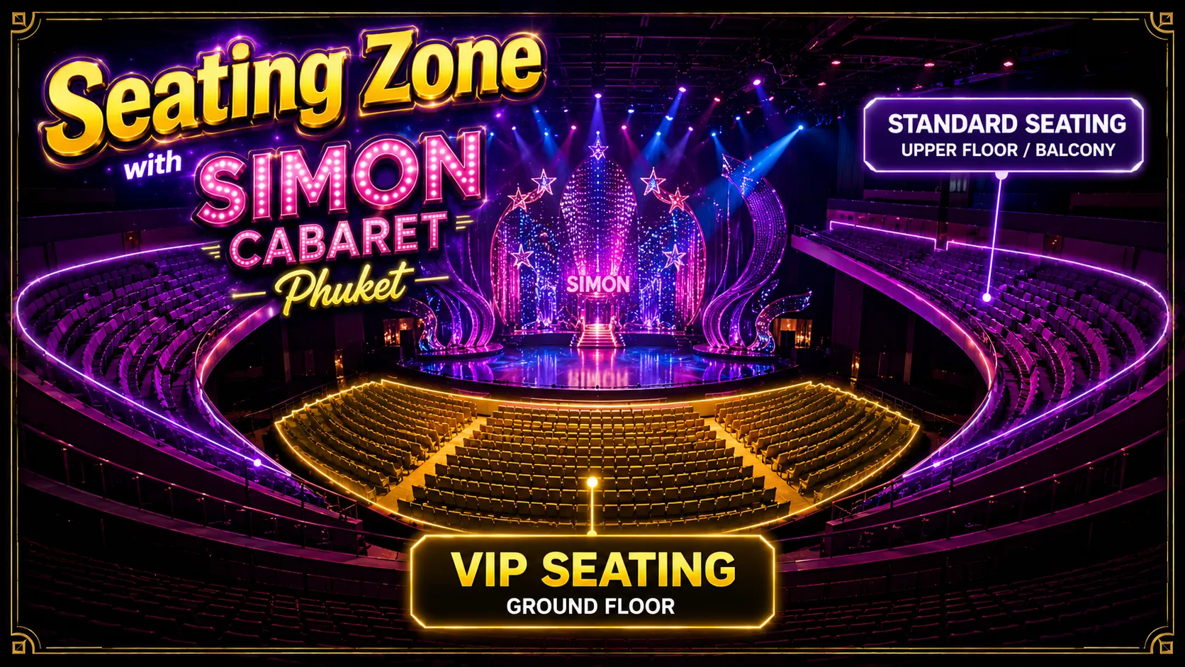 The seating zone of simon cabaret phuket with discount tickets