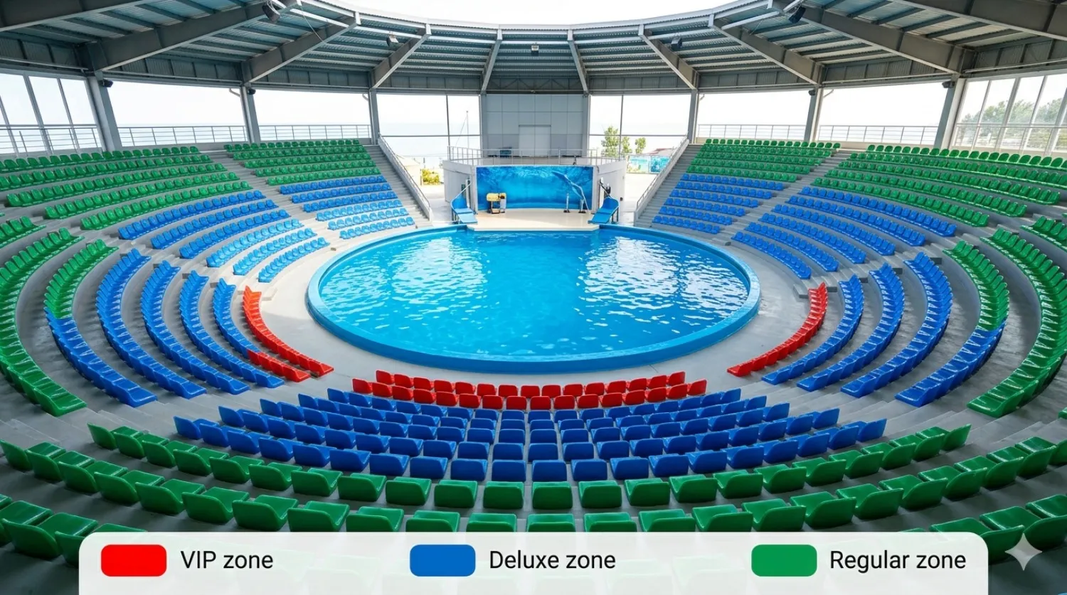 The seating area zone with pattaya dolphinarium discount tickets