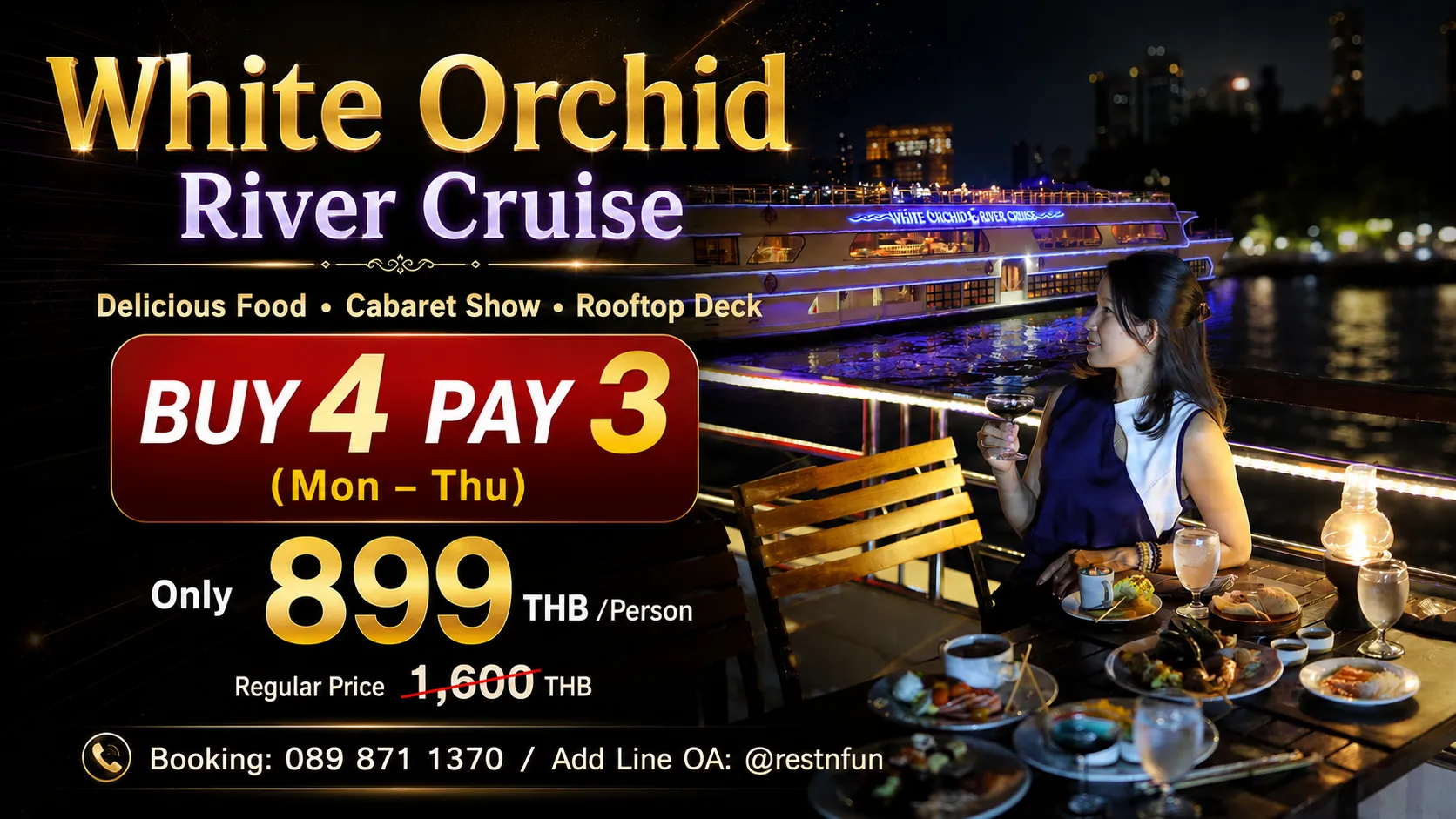 White Orchid River dinner cruise with best price and discount tickets