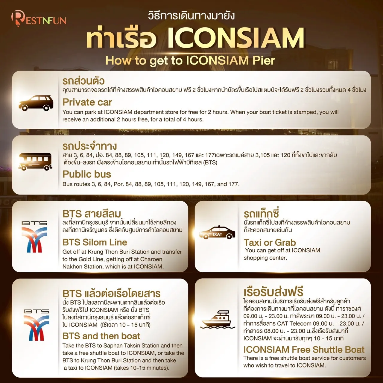 วิธีการเดินทางมาล่องเรือเจ้าพระยาไอคอนสยามอลังกา ครูซ