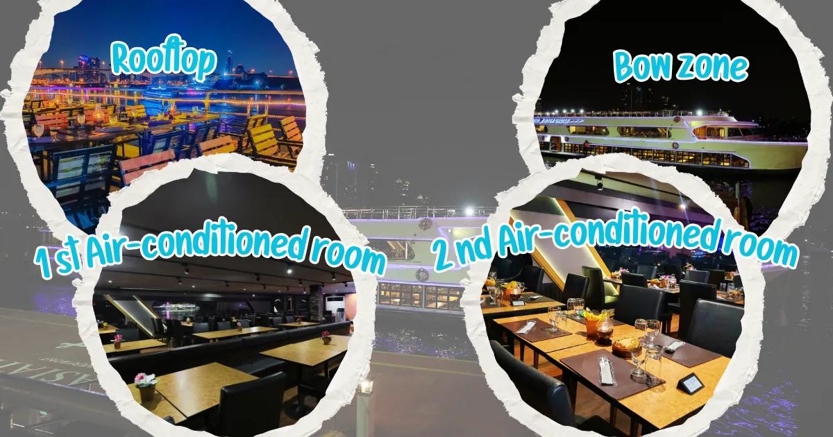 Seating area zone with white orchid river dinner cruise