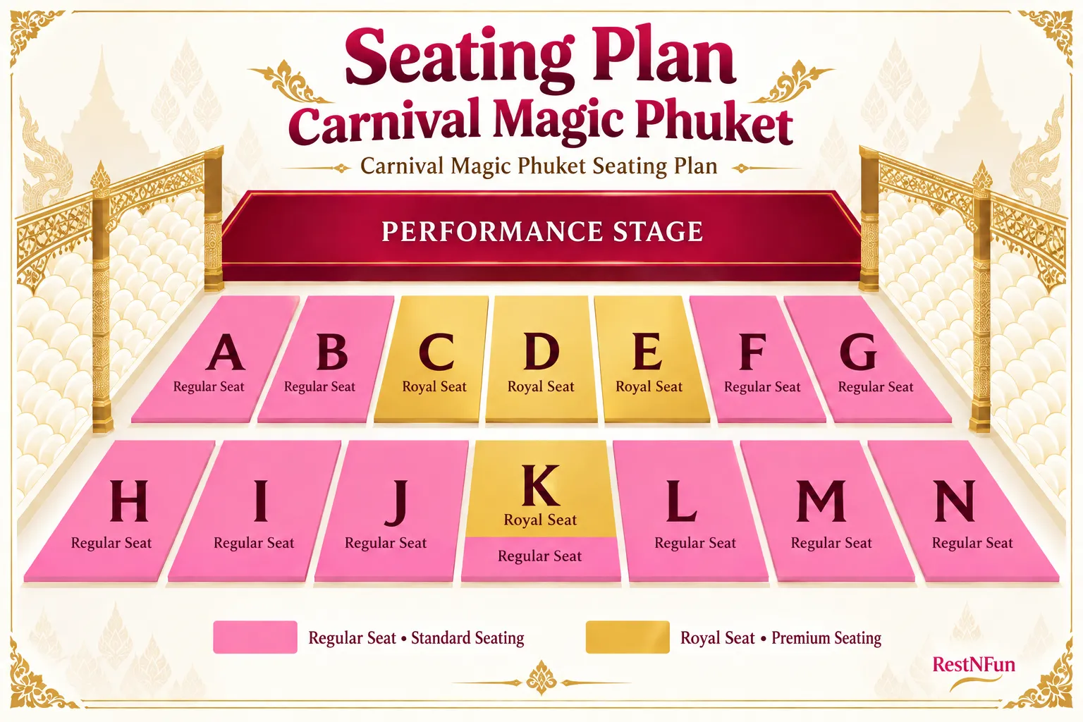 seating plan at carnival magic phuket with best view