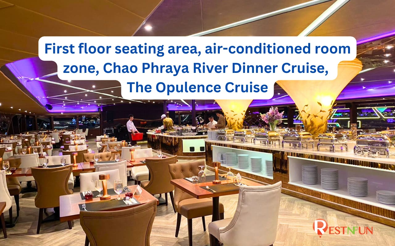 Air-conditioned seating area on the 1st floor of The Opulence Cruise