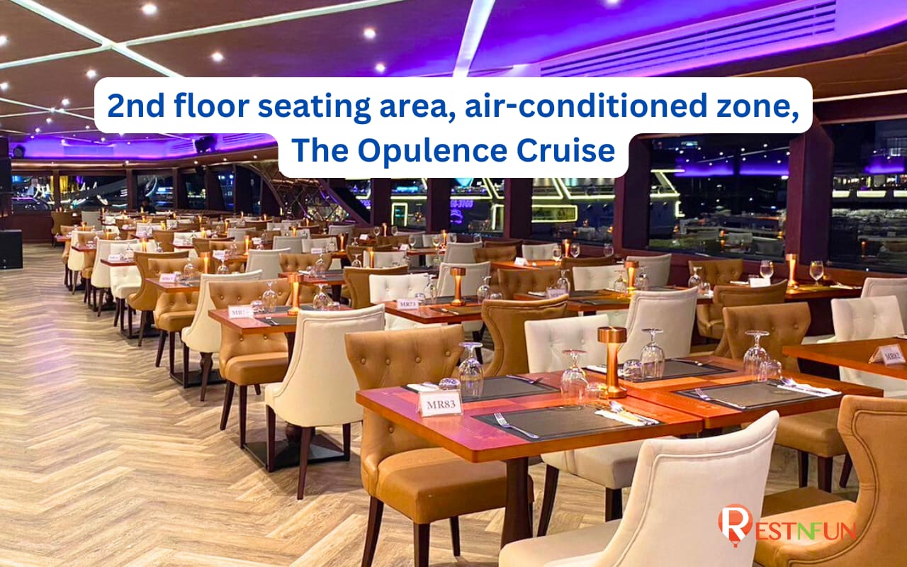 Air-conditioned seating area on the 2nd floor of The Opulence Cruise