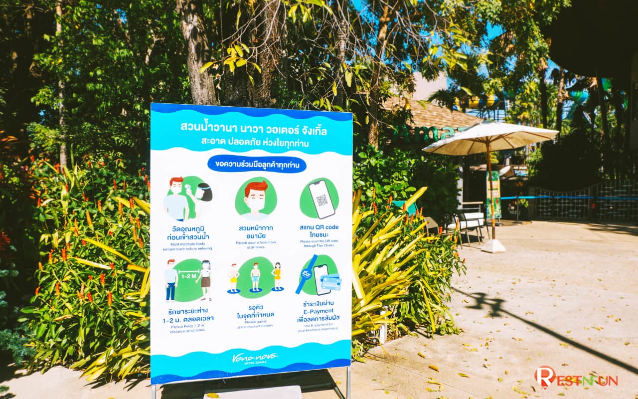 Signs for steps in using the service and playing at Vana Nava Hua Hin