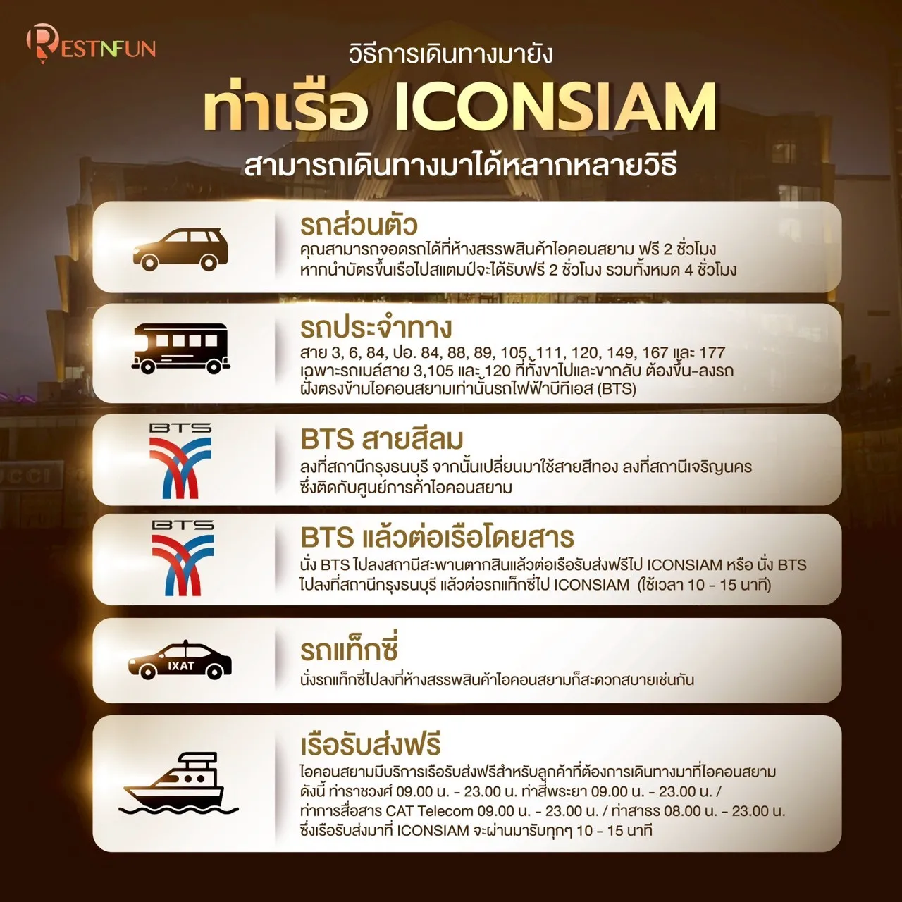 วิธีเดินทางมาท่าเรือไอคอนสยาม