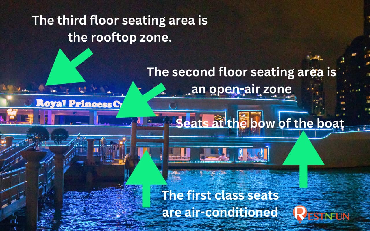 Royal Princess Cruise seating plan on the Chao Phraya River