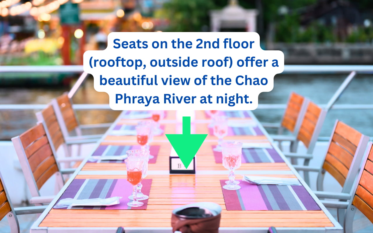 2nd floor seating area, Chao Phraya River Cruise with Smile Riverside