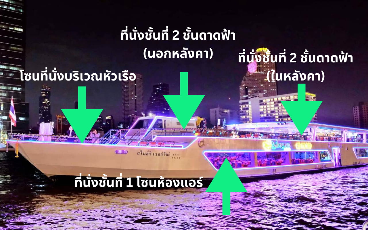 โซนที่นั่งล่องเรือเจ้าพระยา Smile Riverside