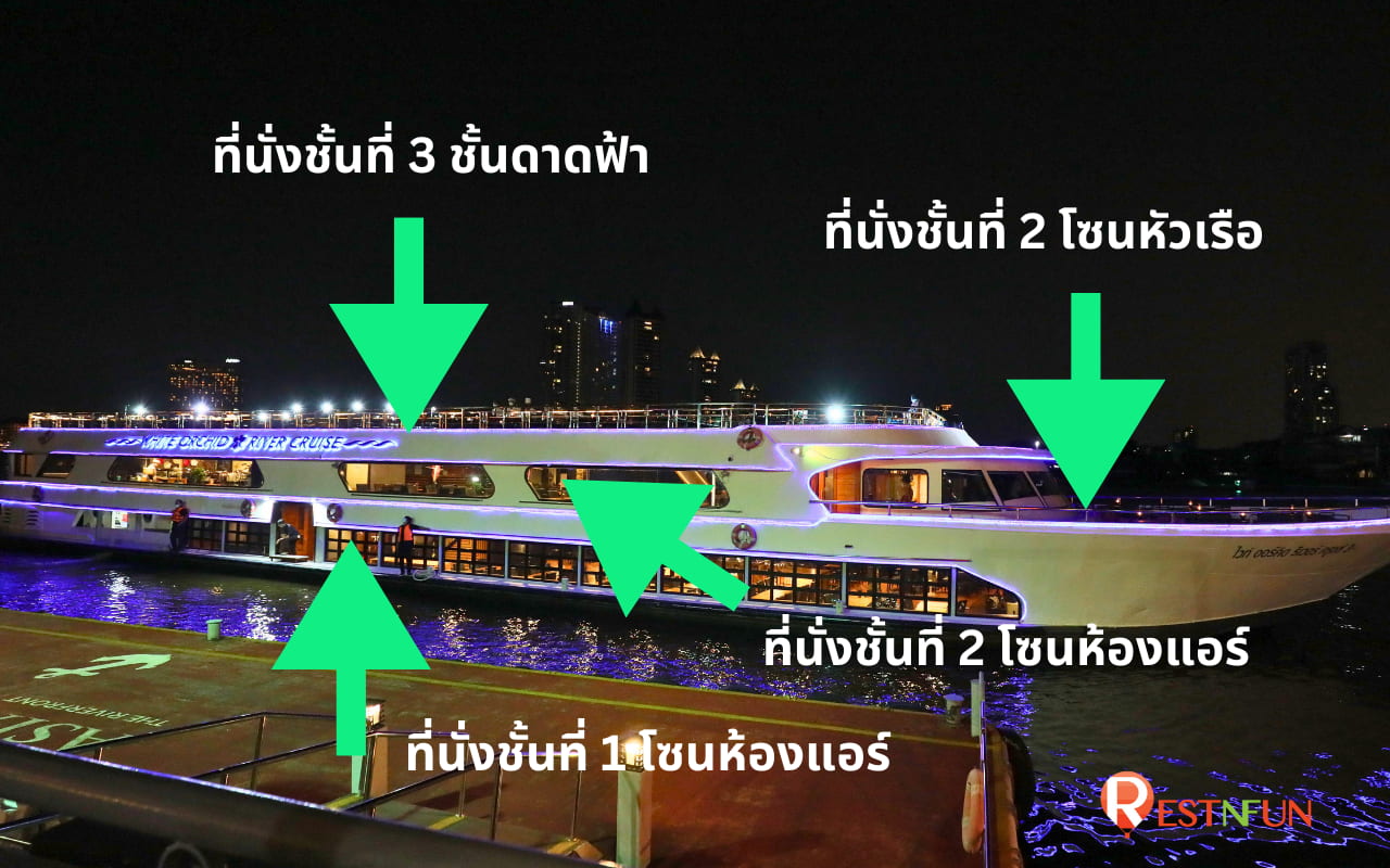 โซนที่นั่งล่องเรือเจ้าพระยาไวท์ออร์คิด ริเวอร์ครูซส์