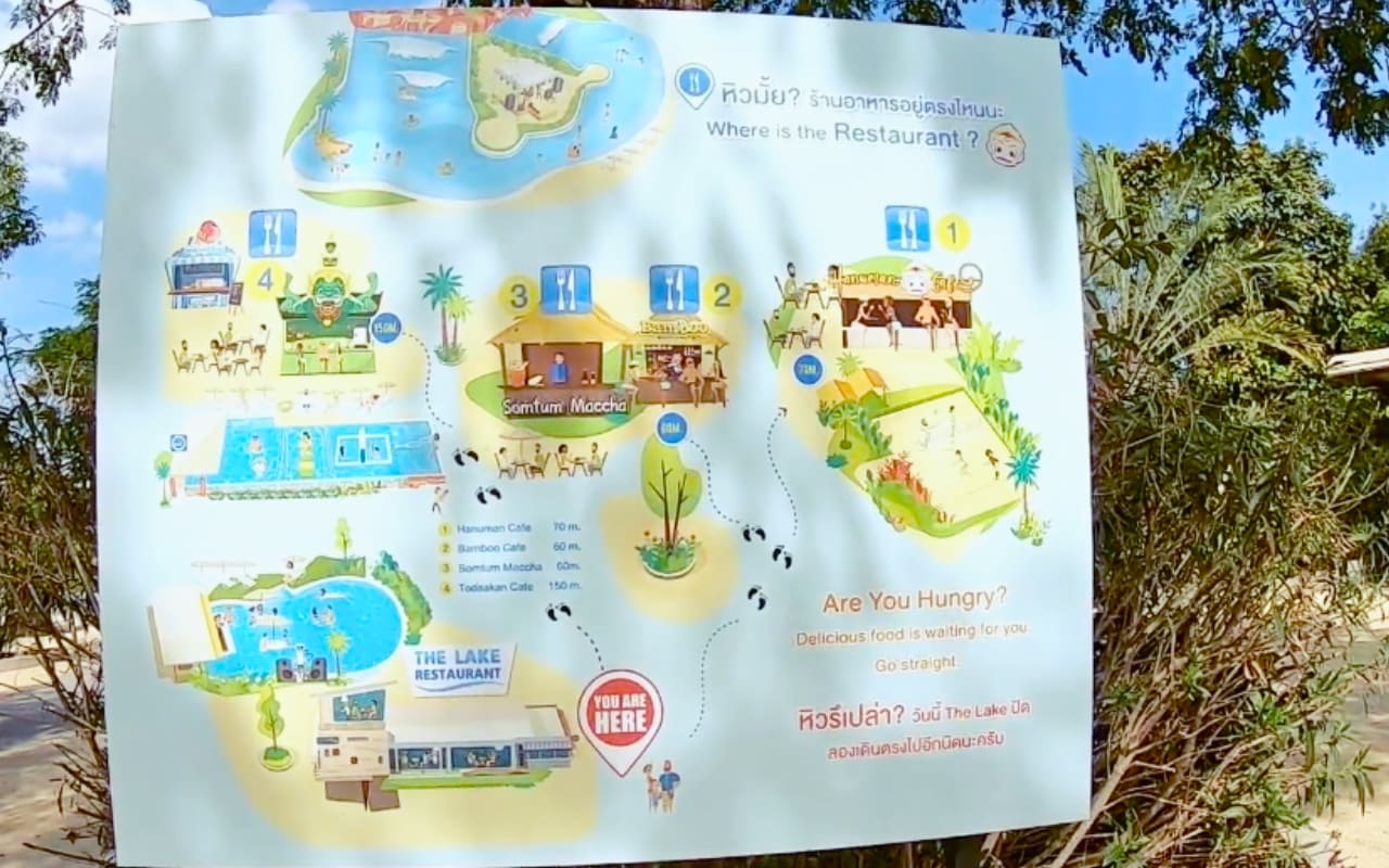 Map of the water park play zones inside Ramayana Water Park