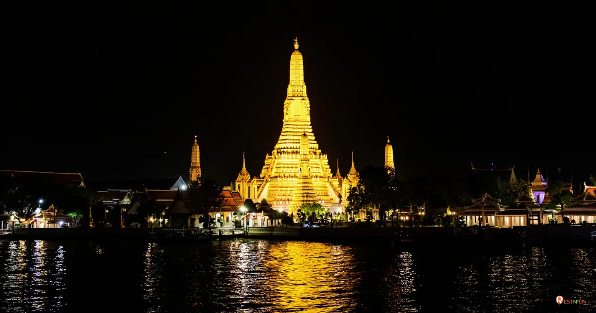 เส้นทางล่องเรือแม่น้ำเจ้าพระยาวันเดอร์ฟูลเพิร์ลจะล่องเรือผ่านวันอรุณราชวรารามด้วย