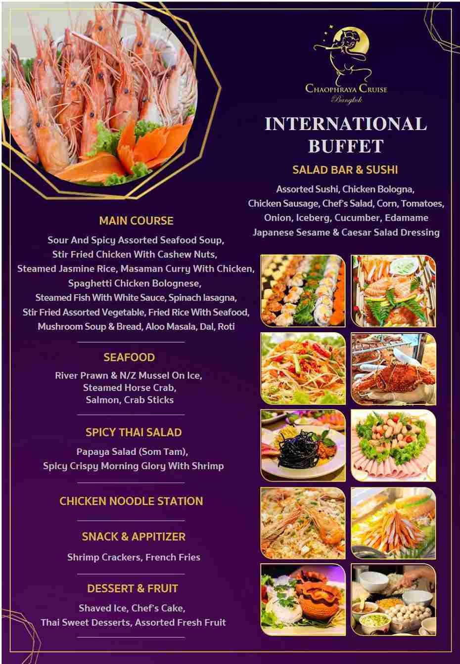 Chaophraya Cruise food menu list