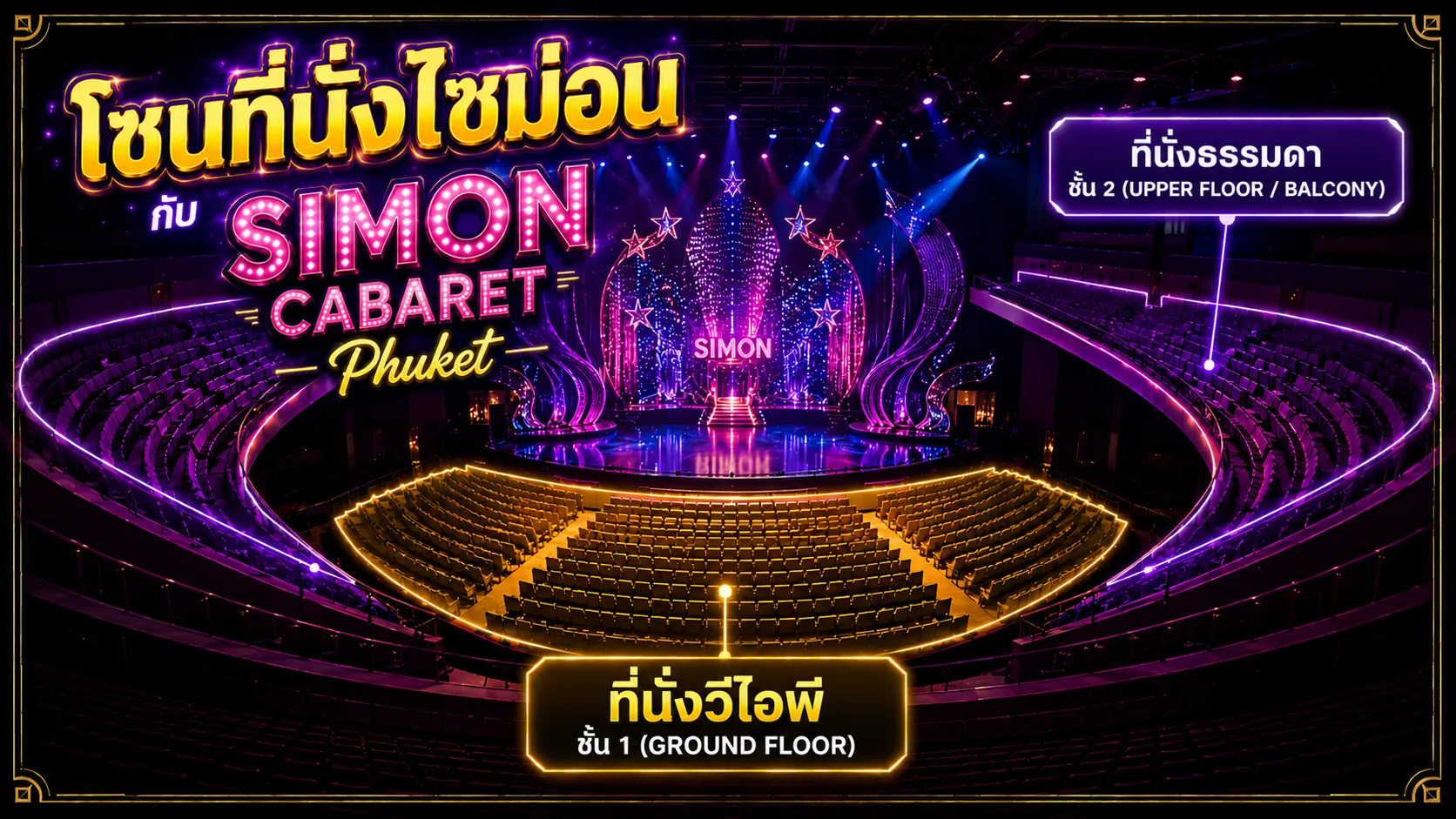 โซนที่นั่งในโรงละครของภูเก็ตไซม่อนคาบาเร่ต์